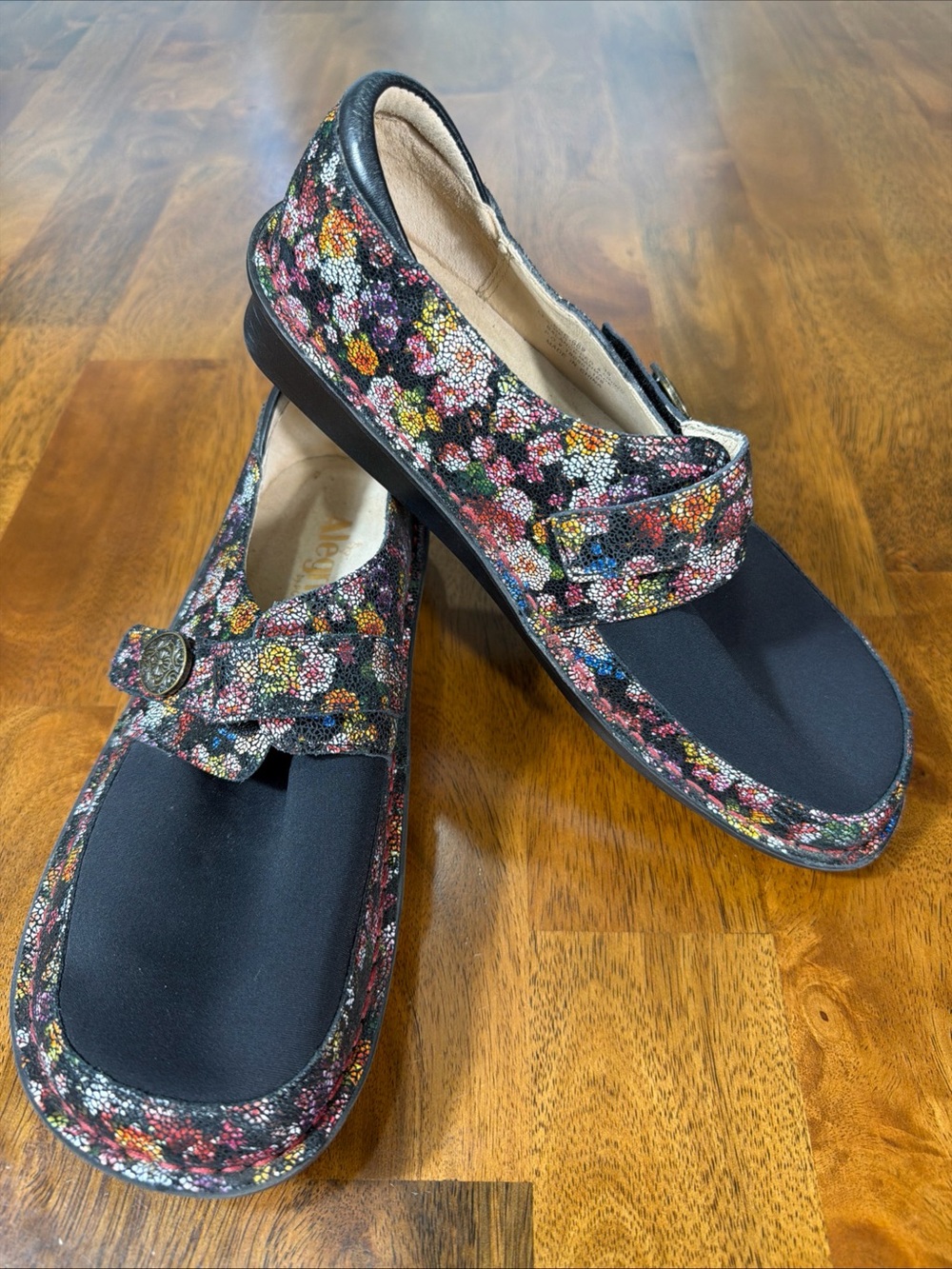 Alegria Black Multicolor Floral Mary Jane Flats